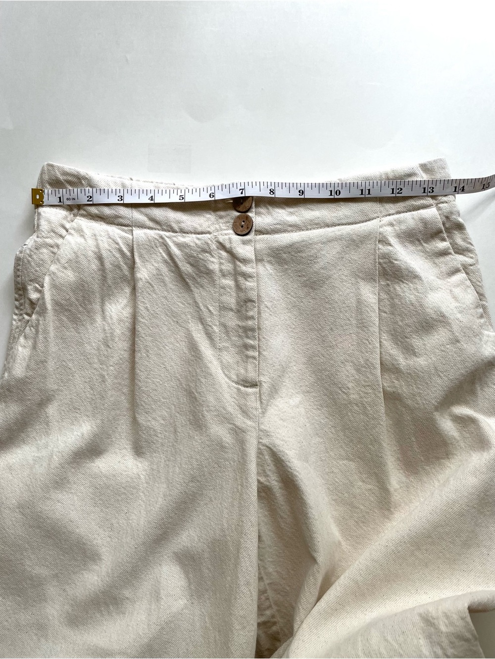 ZARA Cotton Linen High Rise Wide Leg Pant Beige (Altered) - Picture 7 of 11